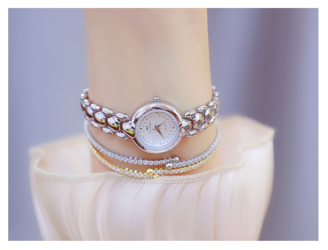 Zegarek damski BS Bee siostra, diamentowa tarcza, złota bransoleta, elegancki design - Wianko - 16