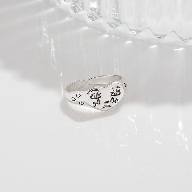 11 stylów starożytnych srebrnych pierścionków na palec wskazujący z sercem – kolekcja koreańskiego vintage z łańcuszkiem - Wianko - 7