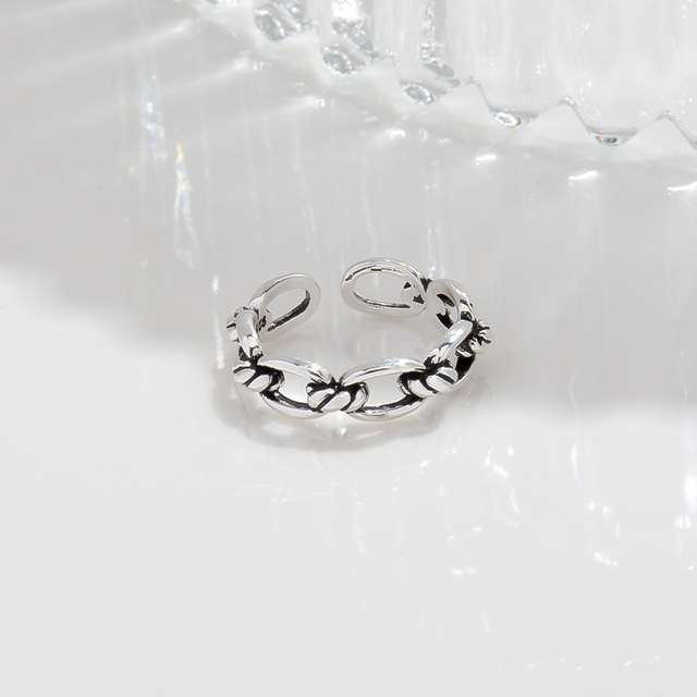 11 stylów starożytnych srebrnych pierścionków na palec wskazujący z sercem – kolekcja koreańskiego vintage z łańcuszkiem - Wianko - 10