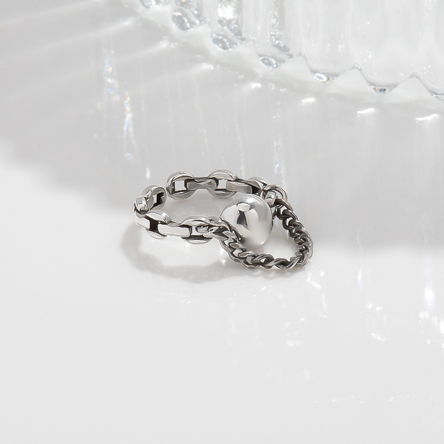 11 stylów starożytnych srebrnych pierścionków na palec wskazujący z sercem – kolekcja koreańskiego vintage z łańcuszkiem - Wianko - 6