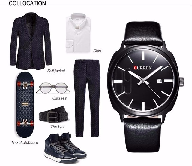 Męski zegarek Curren 2016, z paskiem ze skóry, styl militarnej marki, biznesowy Casual Quartz - Wianko - 26