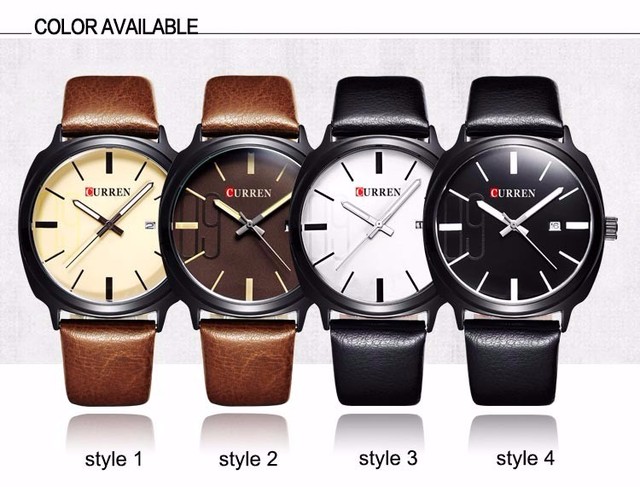Męski zegarek Curren 2016, z paskiem ze skóry, styl militarnej marki, biznesowy Casual Quartz - Wianko - 2