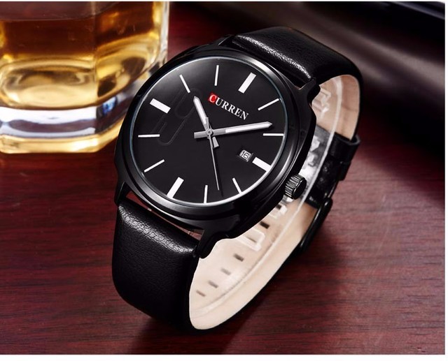 Męski zegarek Curren 2016, z paskiem ze skóry, styl militarnej marki, biznesowy Casual Quartz - Wianko - 15