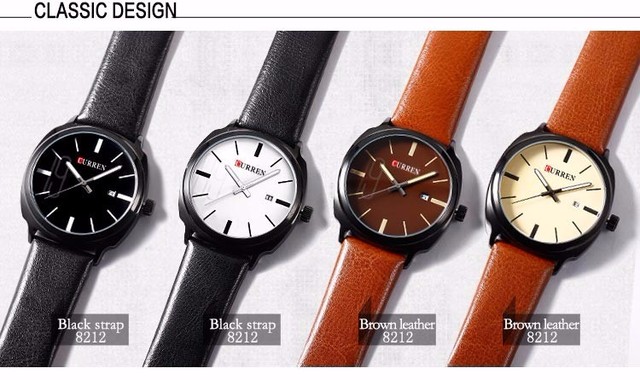 Męski zegarek Curren 2016, z paskiem ze skóry, styl militarnej marki, biznesowy Casual Quartz - Wianko - 8