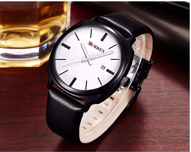 Męski zegarek Curren 2016, z paskiem ze skóry, styl militarnej marki, biznesowy Casual Quartz - Wianko - 19
