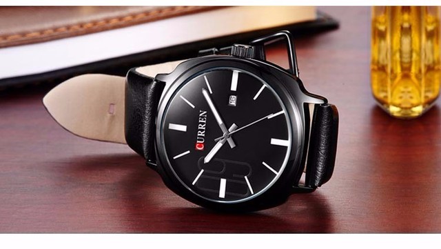 Męski zegarek Curren 2016, z paskiem ze skóry, styl militarnej marki, biznesowy Casual Quartz - Wianko - 3