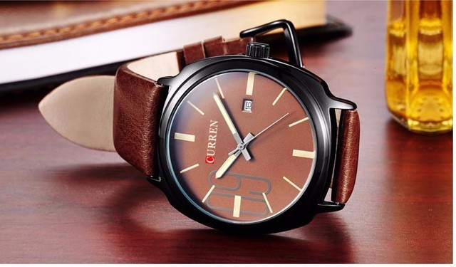 Męski zegarek Curren 2016, z paskiem ze skóry, styl militarnej marki, biznesowy Casual Quartz - Wianko - 16