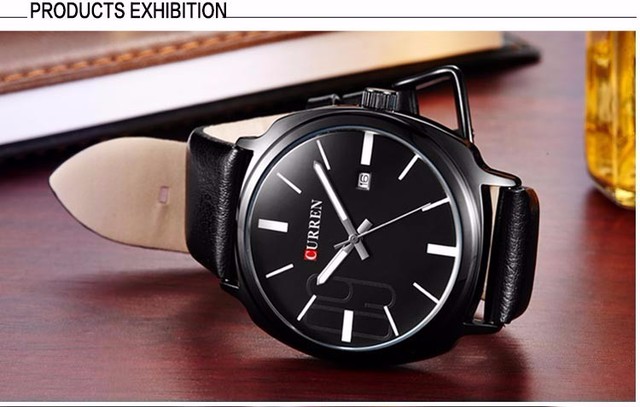 Męski zegarek Curren 2016, z paskiem ze skóry, styl militarnej marki, biznesowy Casual Quartz - Wianko - 13