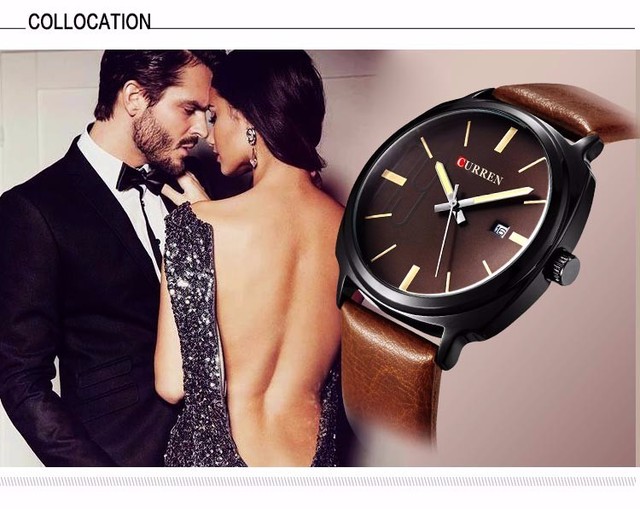 Męski zegarek Curren 2016, z paskiem ze skóry, styl militarnej marki, biznesowy Casual Quartz - Wianko - 25