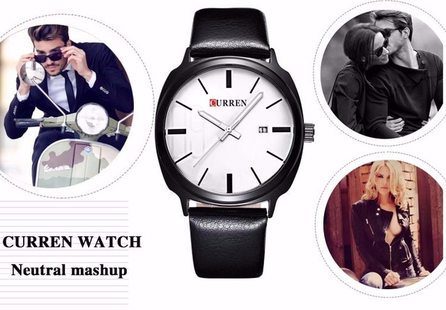 Męski zegarek Curren 2016, z paskiem ze skóry, styl militarnej marki, biznesowy Casual Quartz - Wianko - 27