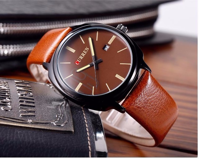 Męski zegarek Curren 2016, z paskiem ze skóry, styl militarnej marki, biznesowy Casual Quartz - Wianko - 18