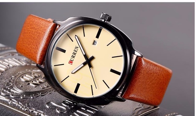 Męski zegarek Curren 2016, z paskiem ze skóry, styl militarnej marki, biznesowy Casual Quartz - Wianko - 23