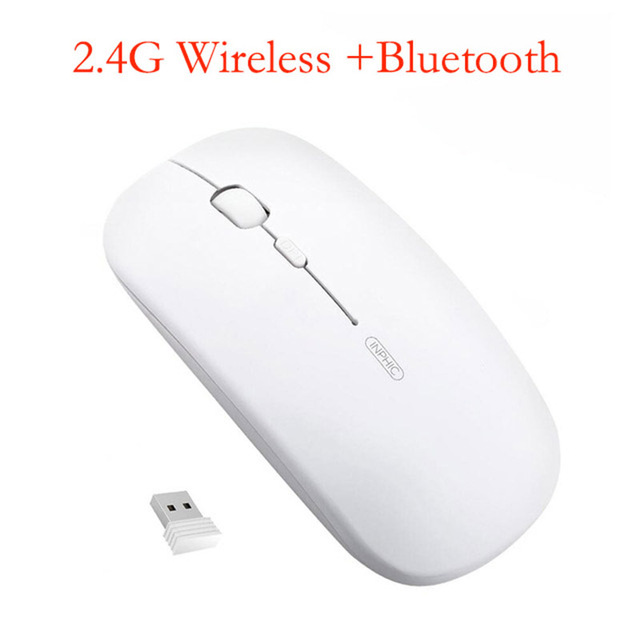 Bezprzewodowa mysz komputerowa Bluetooth Silent Mause akumulatorowa ergonomiczna 2.4Ghz optyczna USB do laptopa Macbook - Wianko - 3