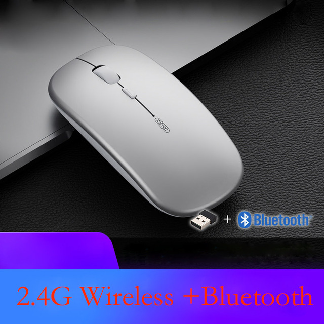 Bezprzewodowa mysz komputerowa Bluetooth Silent Mause akumulatorowa ergonomiczna 2.4Ghz optyczna USB do laptopa Macbook - Wianko - 1