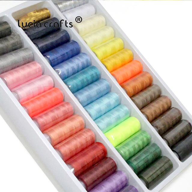 Zestaw 39 kolorowych bębnów poliestrowych nici do szycia, ręcznie haftowanych, na szpulach - Lucia Crafts W0310 - Wianko - 3