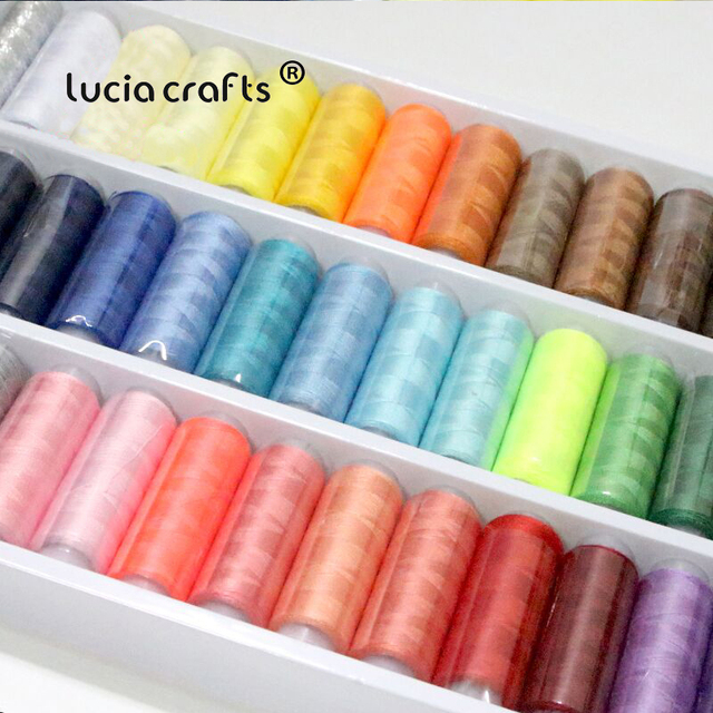 Zestaw 39 kolorowych bębnów poliestrowych nici do szycia, ręcznie haftowanych, na szpulach - Lucia Crafts W0310 - Wianko - 4