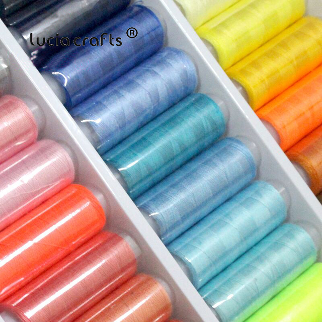 Zestaw 39 kolorowych bębnów poliestrowych nici do szycia, ręcznie haftowanych, na szpulach - Lucia Crafts W0310 - Wianko - 6