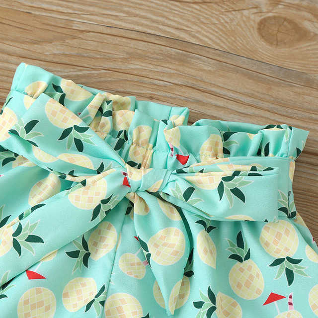 Zestaw ubranek dla małej dziewczynki: spódniczka w kwiaty i bluzka bez rękawów z kokardką na ramiączkach - Wianko - 8