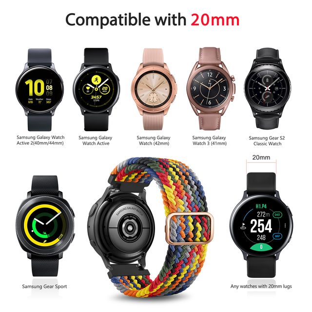 Pasek zegarka pleciony 20mm/22mm do Samsung Galaxy Watch 3/4 46mm/42mm, Aktywny 2/ Solo 2, Biegowy S3, Bransoletka GT2 (Czarny) - Wianko - 10