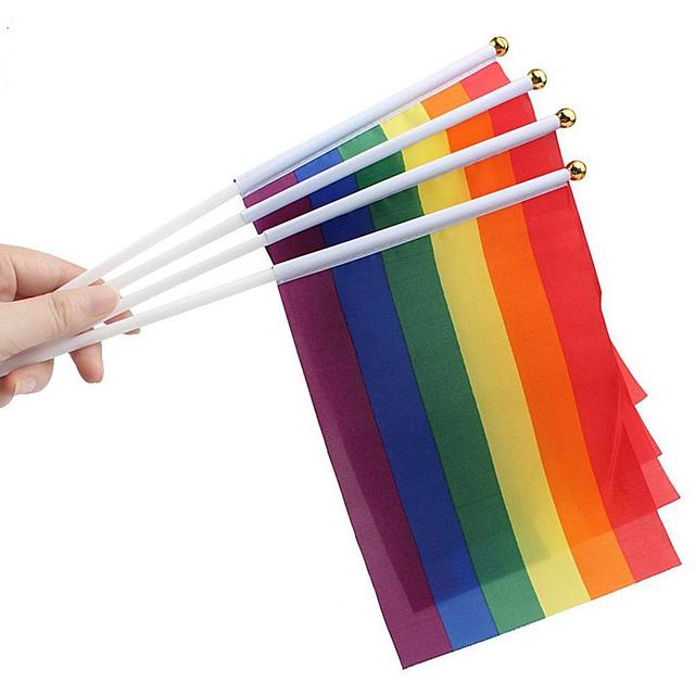 Mini flagi tęczowe Gay Pride 14x21CM 10 szt./paczka z masztami - Party Decor Festival Parade - Wianko - 7