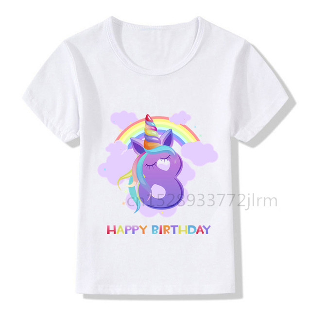 Tęczowa opaska jednorożec dla dzieci - numer urodzinowy - T-shirt chłopiec/dziewczyna - Wianko - 9