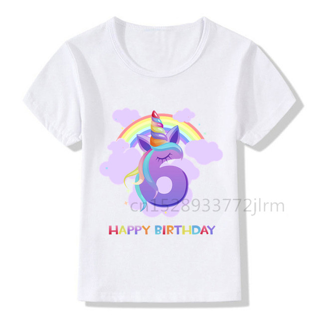 Tęczowa opaska jednorożec dla dzieci - numer urodzinowy - T-shirt chłopiec/dziewczyna - Wianko - 7