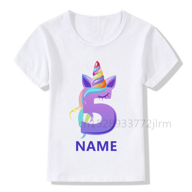Tęczowa opaska jednorożec dla dzieci - numer urodzinowy - T-shirt chłopiec/dziewczyna - Wianko - 16