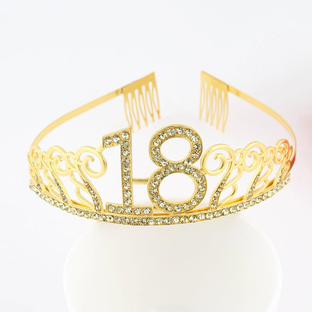 Satynowa szarfa diadem z pałąkiem na głowę dla dziewczyny - Silver Gold 18 Birthday Party - Wianko - 6