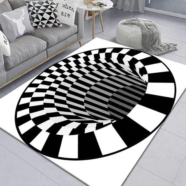 Prostokątny geometryczny dywanik do salonu i sypialni - 3D stereo illusion - Wianko - 9