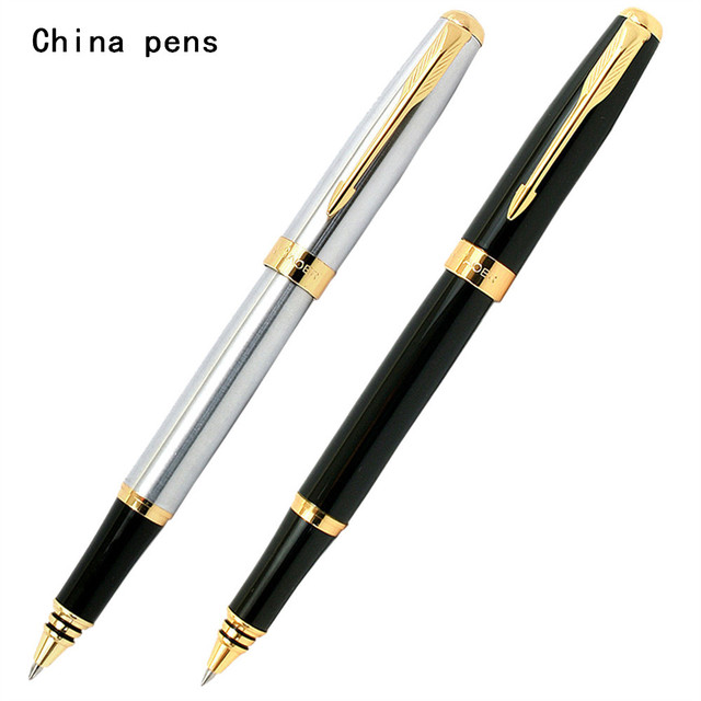 Baoer 388 - czarno-srebrny długopis z metalowym aplikatorem kulkowym i stalówką, złocony spinacz, biurowe przybory szkolne - Wianko - 1