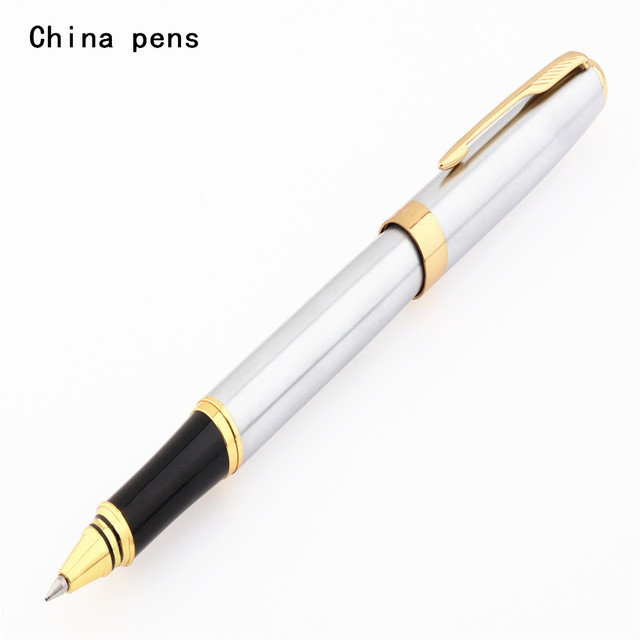 Baoer 388 - czarno-srebrny długopis z metalowym aplikatorem kulkowym i stalówką, złocony spinacz, biurowe przybory szkolne - Wianko - 2