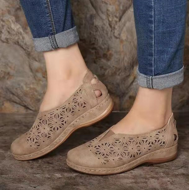 Nowe kobiety - Vintage sandały na platformie PU skórzane z kobiecymi butami na niższych obcasach, w rozmiarze Plus, na lato - mokasyny z retro-style - Wianko - 3