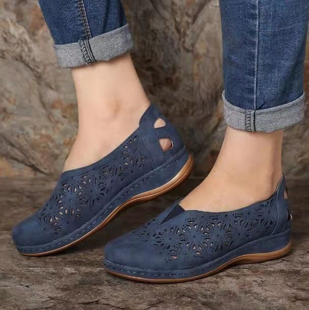 Nowe kobiety - Vintage sandały na platformie PU skórzane z kobiecymi butami na niższych obcasach, w rozmiarze Plus, na lato - mokasyny z retro-style - Wianko - 4