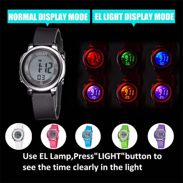 Zegarek OHSEN 2021 dla dzieci, wodoodporny zegarek sportowy LED, dziewczynki chłopców, wielofunkcyjny cyfrowy zegarek - Wianko - 3