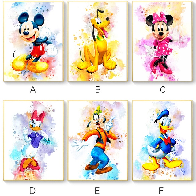 Obraz na płótnie z postaciami Disney Mickey Mouse i kaczorem Donald - dekoracja na ścianę pokoju dziecięcego - Wianko - 1