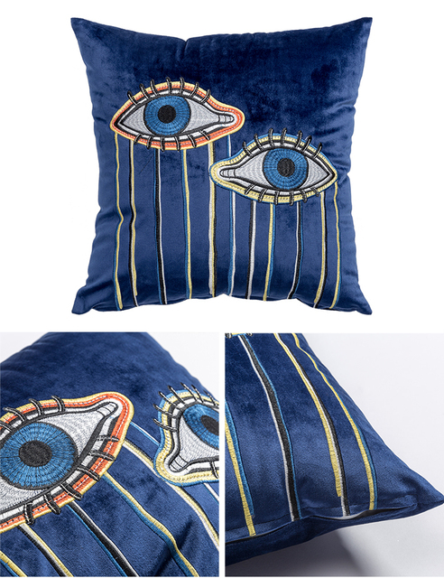 Poszewka na poduszkę Medicci w stylu skandynawskim z haftowanymi oczami - Wianko - 6