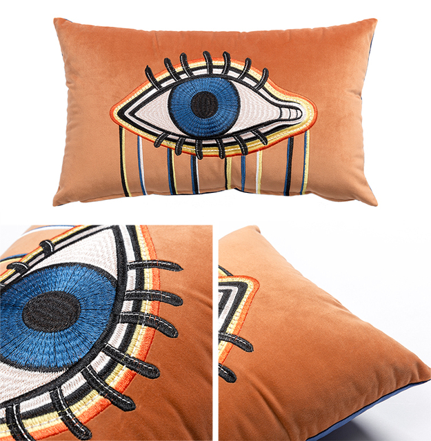 Poszewka na poduszkę Medicci w stylu skandynawskim z haftowanymi oczami - Wianko - 5