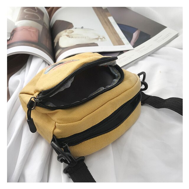 Płócienne torebki damskie – mini torba koreańska na telefon, prosta torba typu Crossbody dla studentek - Wianko - 3