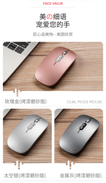 Smukła mysz bezprzewodowa z podwójnym trybem Bluetooth 5.0 i 2.4G, regulowane DPI - Wianko - 1