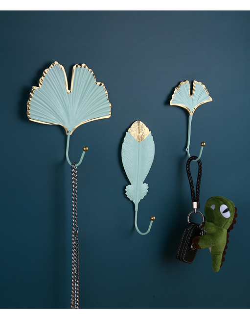 Nordic Hook - Portmonetka kreatywna, niebieska, w kształcie liścia, wieszak na kurtki, wieszak ścienny, wieszak na klucze, ozdoba do powieszenia na ścianie - Wianko - 4