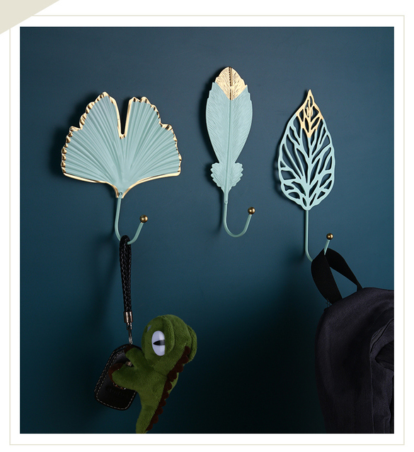 Nordic Hook - Portmonetka kreatywna, niebieska, w kształcie liścia, wieszak na kurtki, wieszak ścienny, wieszak na klucze, ozdoba do powieszenia na ścianie - Wianko - 6