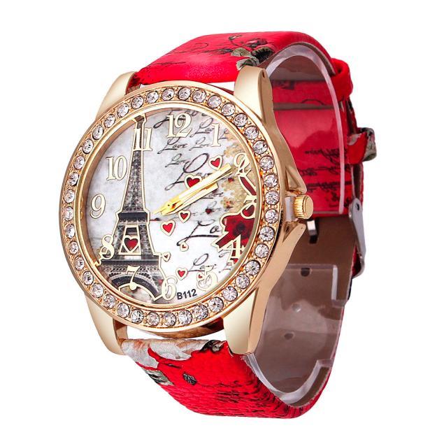 Złoty luksusowy zegarek ze stali nierdzewnej dla kobiet 2021 z efektownym wzorem wieży i kryształkami Rhinestone - Wianko - 15