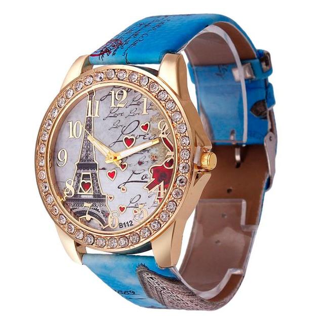 Złoty luksusowy zegarek ze stali nierdzewnej dla kobiet 2021 z efektownym wzorem wieży i kryształkami Rhinestone - Wianko - 13