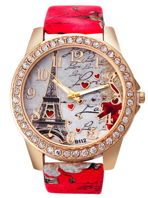 Złoty luksusowy zegarek ze stali nierdzewnej dla kobiet 2021 z efektownym wzorem wieży i kryształkami Rhinestone - Wianko - 14