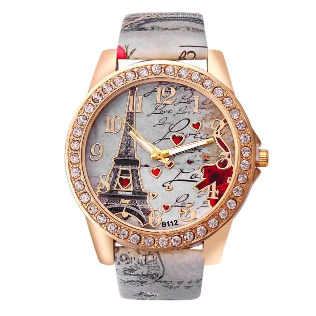 Złoty luksusowy zegarek ze stali nierdzewnej dla kobiet 2021 z efektownym wzorem wieży i kryształkami Rhinestone - Wianko - 10