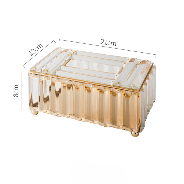 Pudełko na chusteczki dekoracyjne, przezroczyste, luksusowe, złote posiadające metaliczne pokrycie i wykonane ze szkła akrylowego - Wianko - 1