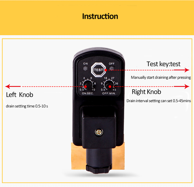 Elektryczny zawór spustowy 1/2 cala zegar mosiądz 220V 110V 24V 16bar - Wianko - 4