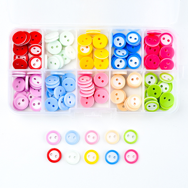 150 sztuk małych guzików z żywicy w cukierkowych kolorach, w plastikowym pudełku do szycia i scrapbookingu, ręcznie wykonanych - Wianko - 11