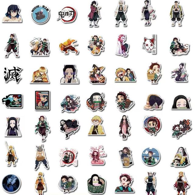 Naklejki Anime Demon Slayer Kimetsu nie Yaiba - 10/50/100 sztuk - wodoodporne - PVC - Skateboard, przechowalnia rowerów, gitara - Dla chłopców, Kids, Vsco - Wianko - 3