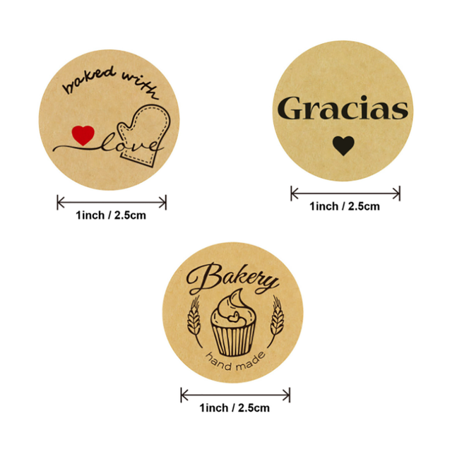 50-500 sztuk hiszpańskie naklejki 1 cal Gracias naklejki pieczone z miłością na etykiety prezent Seal Decor - Wianko - 2